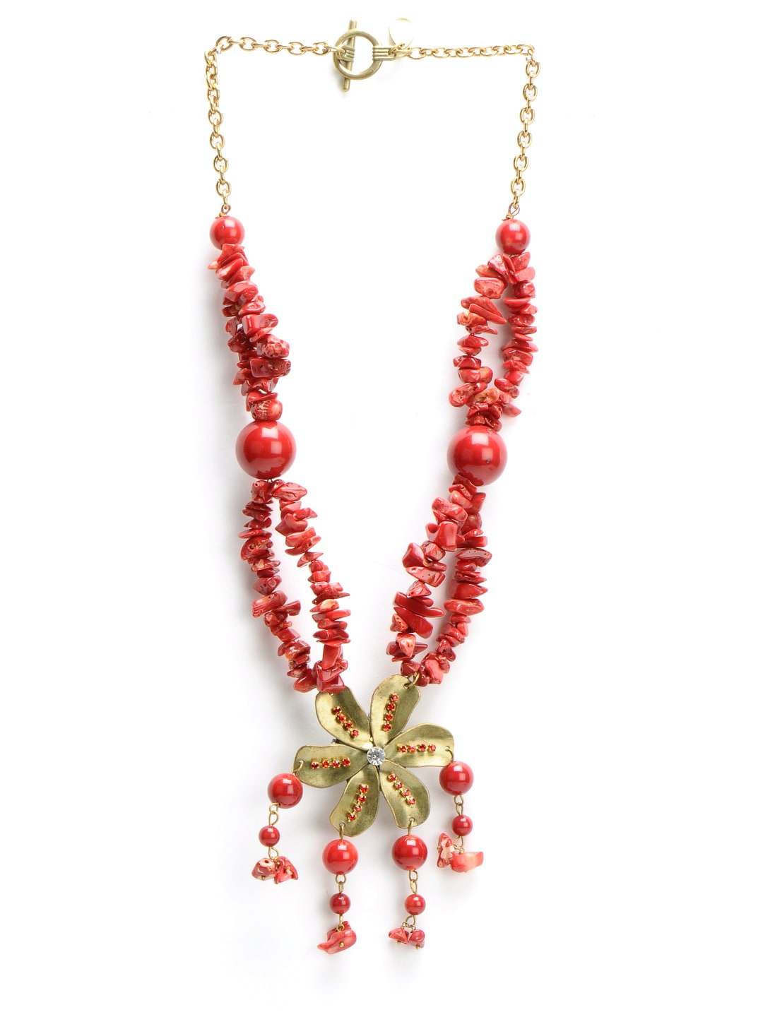 Ivory Tag Women Coral Petal Red Necklace