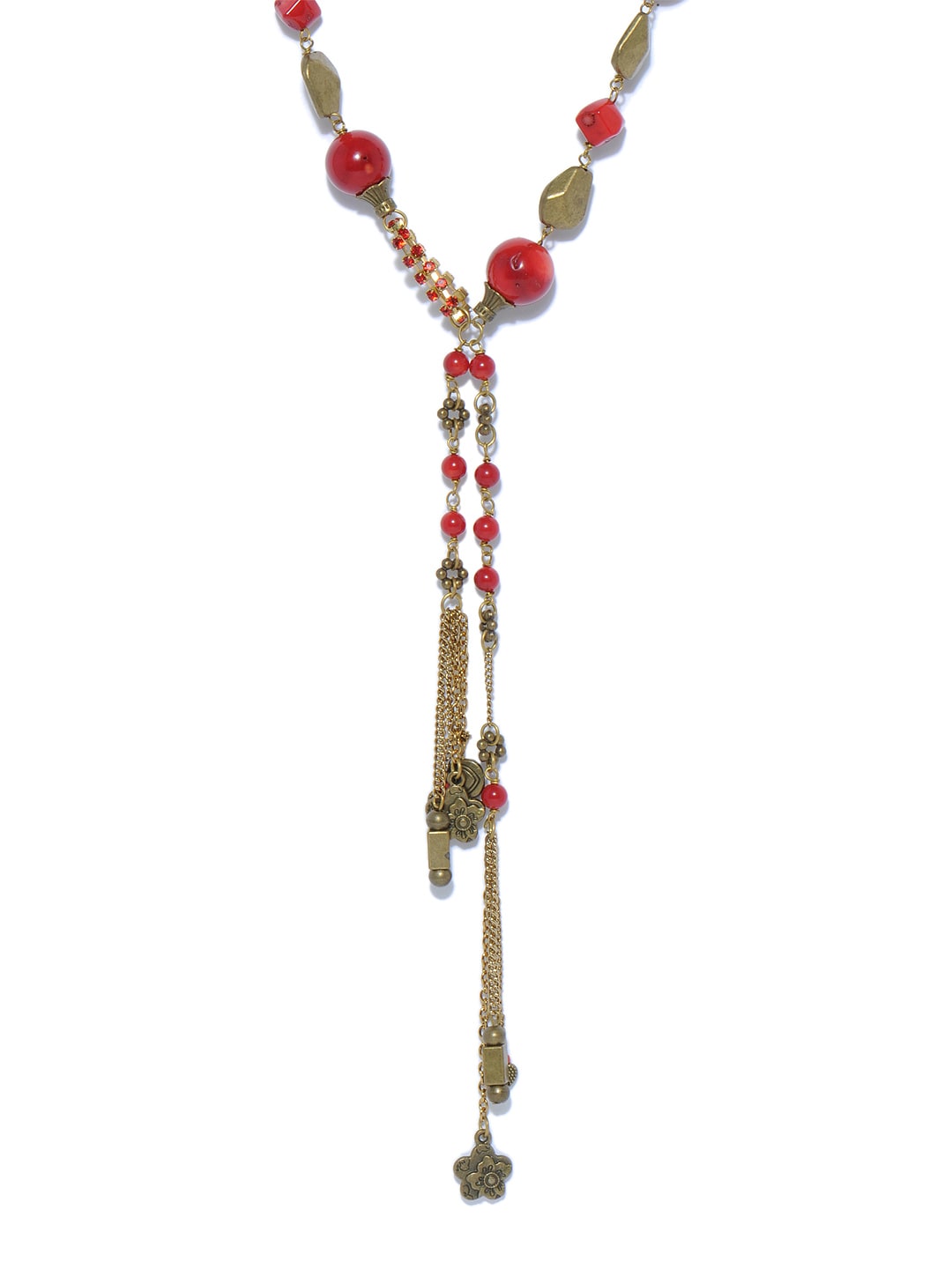 Ivory Tag  Red & Gold Toned Eye Catcher Necklace