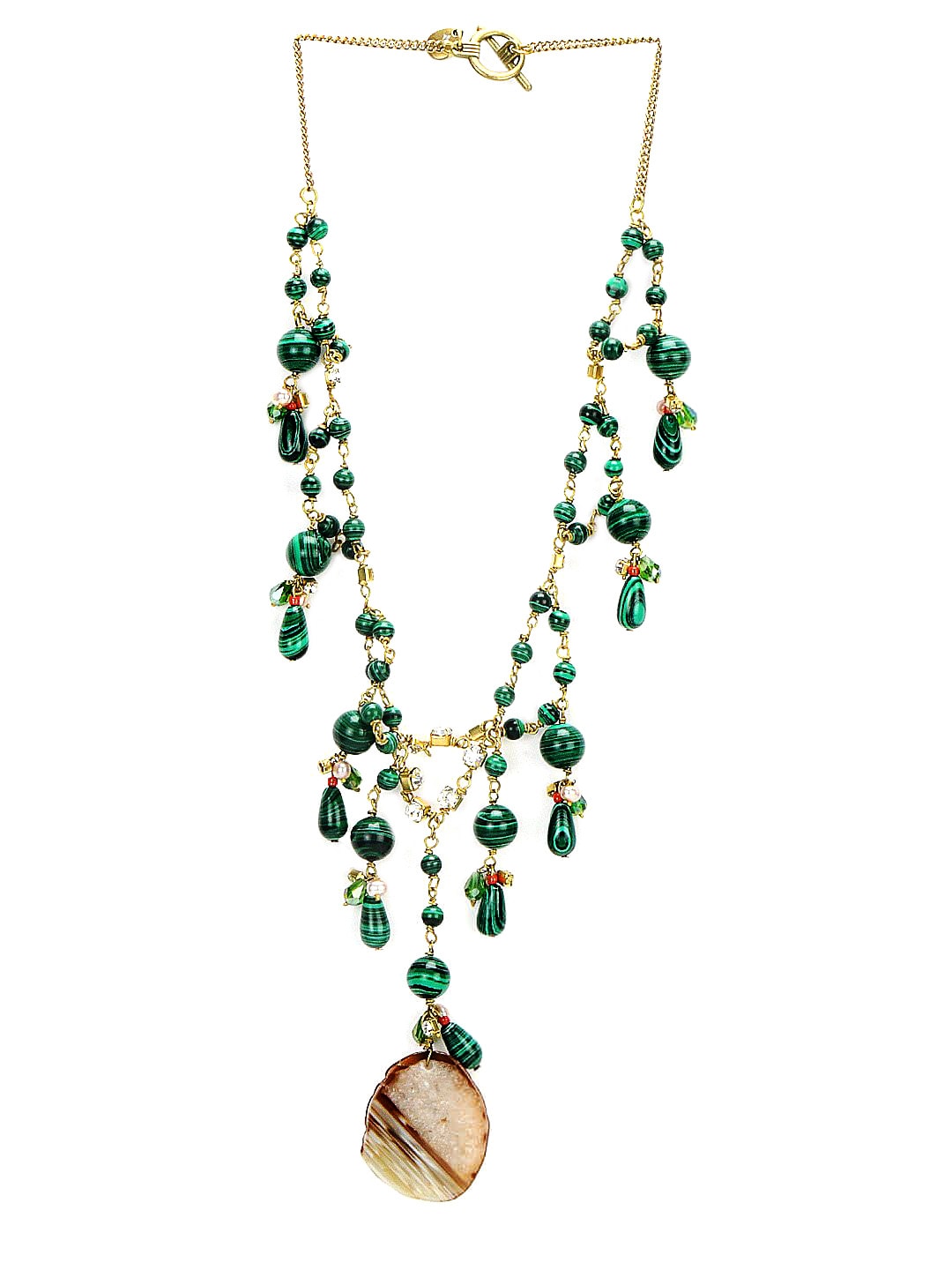 Ivory Tag Women Green Droplets Necklace