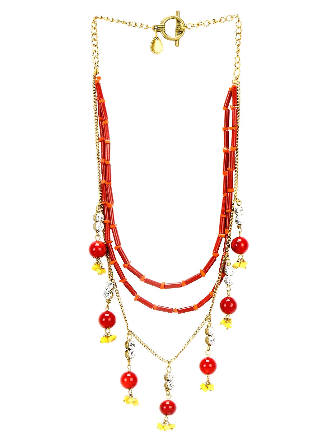 Ivory Tag Women Sparkling Coral Red Necklace
