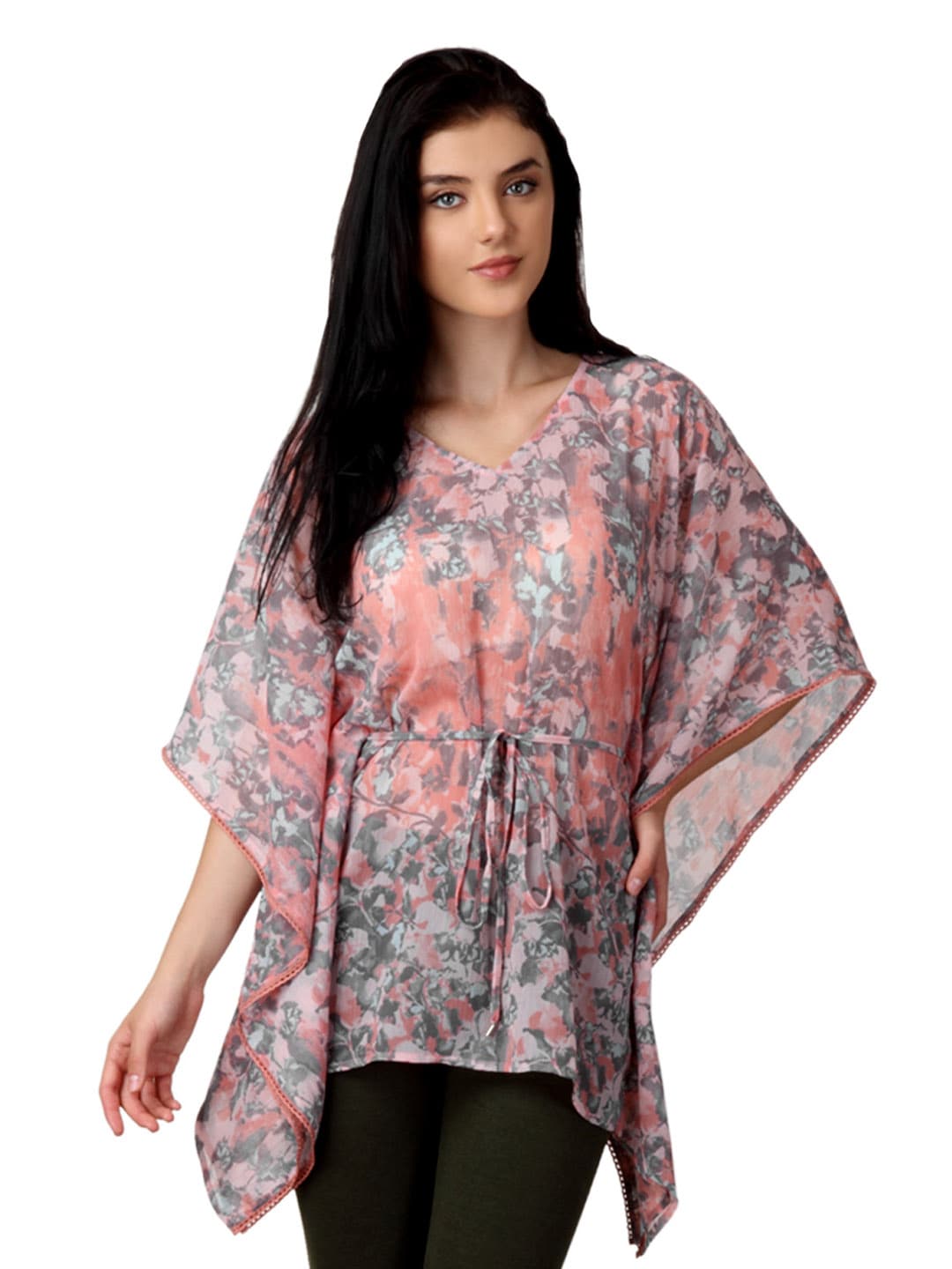 Femella Women Peach Kaftan Top