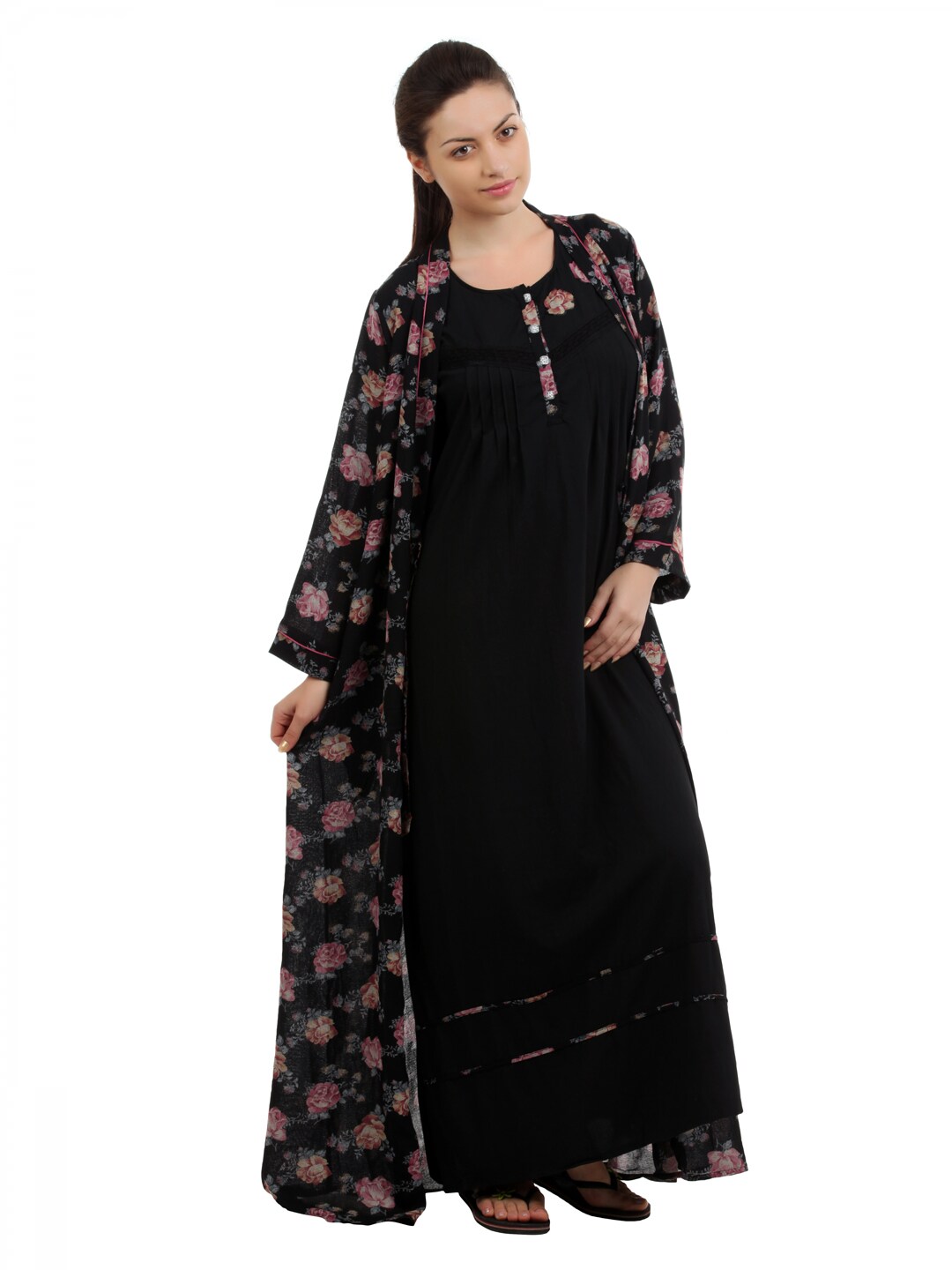 SDL by Sweet Dreams Women Black Nightdress