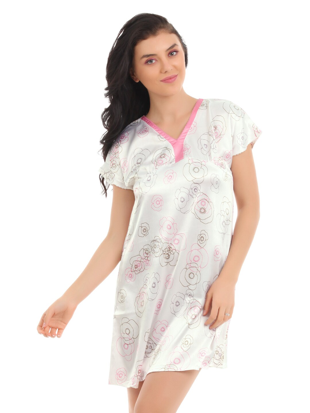 SDL by Sweet Dreams Women White Nightdress