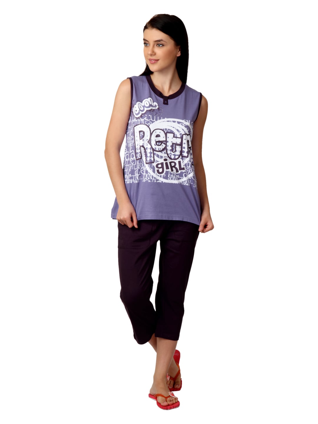SDL by Sweet Dreams Women Purple Printed Night Suit S11-3127