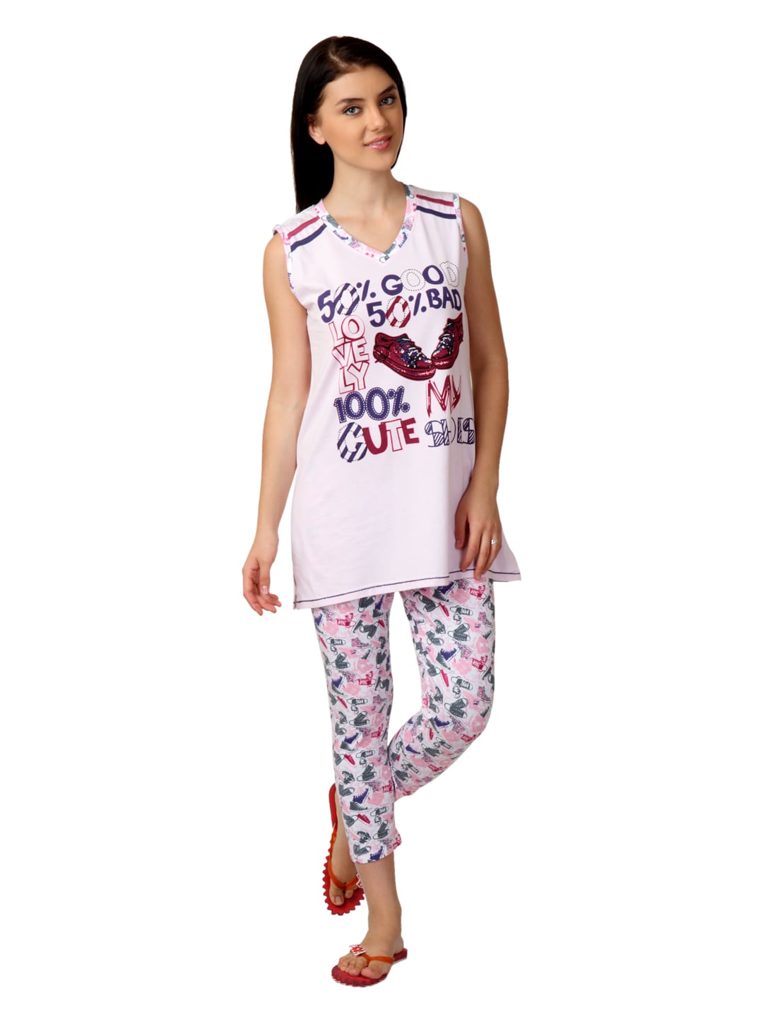 SDL by Sweet Dreams Women Pink Printed Night Suit S11-3229