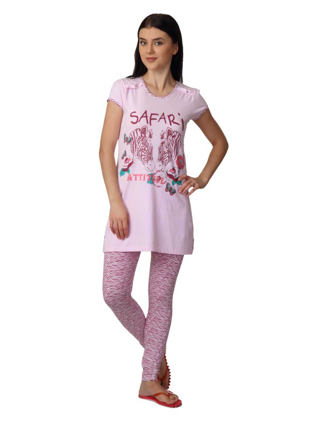 SDL by Sweet Dreams Women Pink Printed Night Suit S11-3240