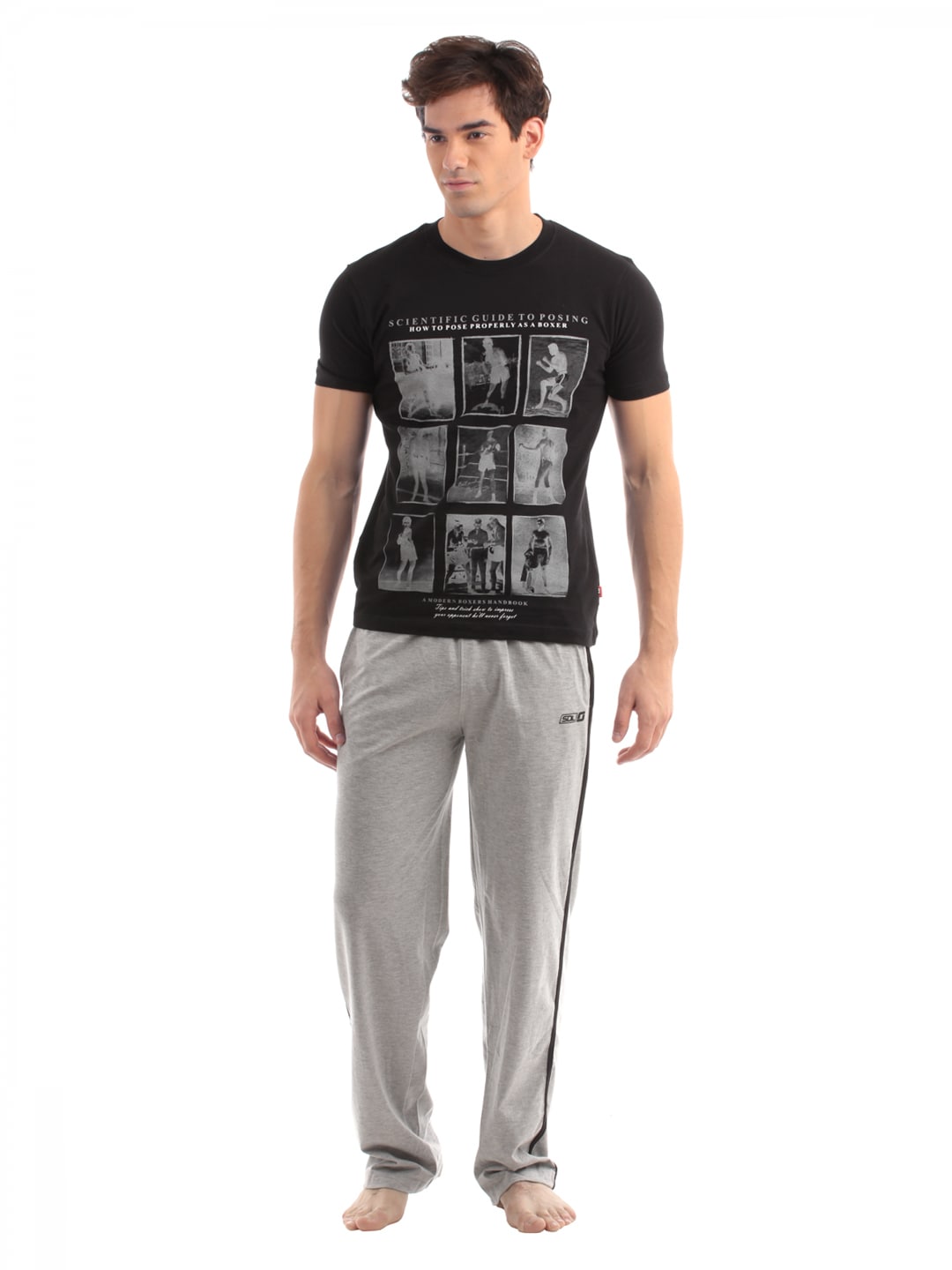SDL by Sweet Dreams Men Black & Grey Pyjama Set