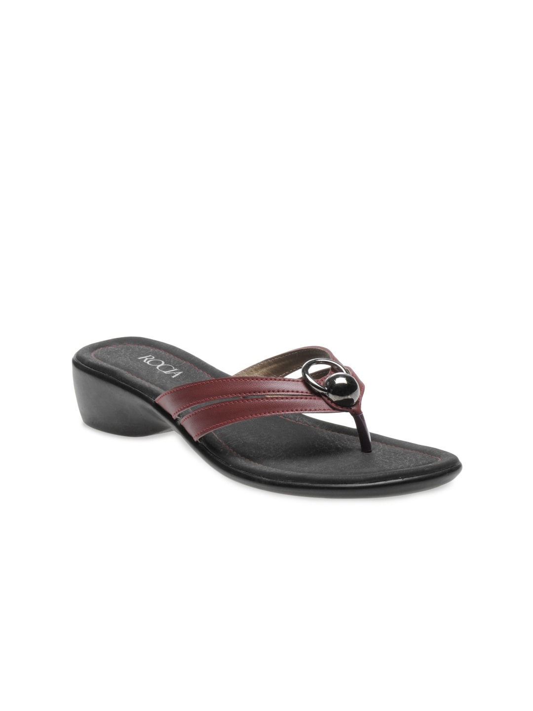 Rocia Women Maroon & Black Sandals