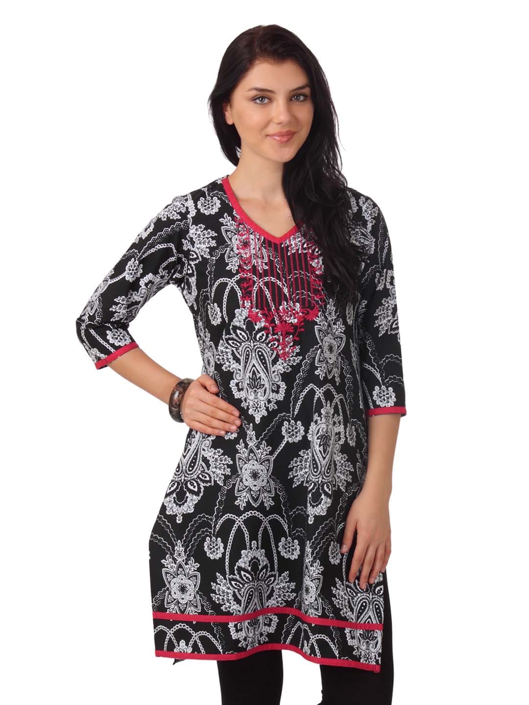 Folklore Women Black & Red Kurta