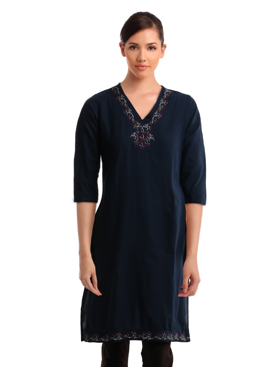 Folklore Women Navy Blue Kurta