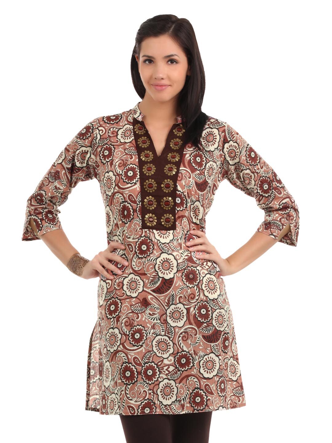 Aneri Women Printed Brown Kurti