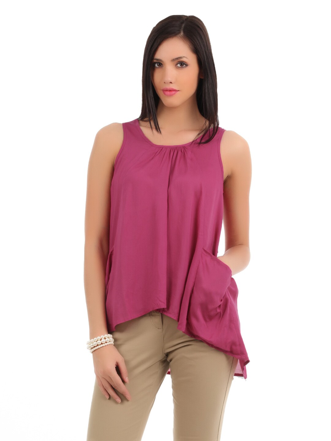 Elle Women Dark Pink Top