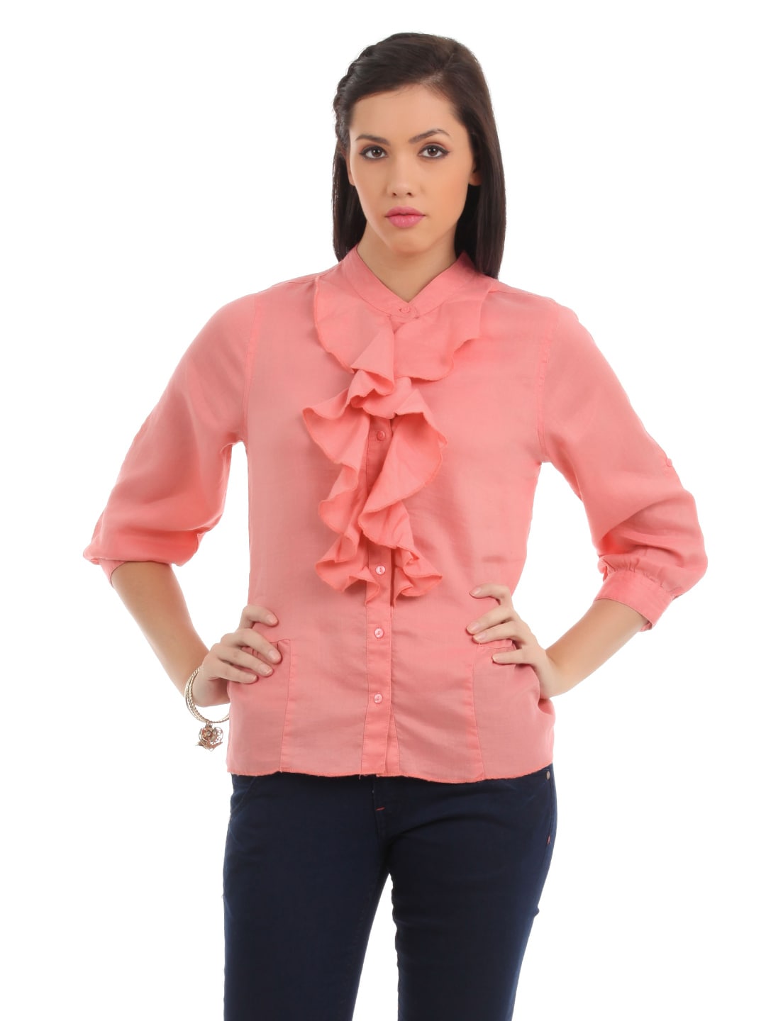 Elle Women Peach Vintage Top