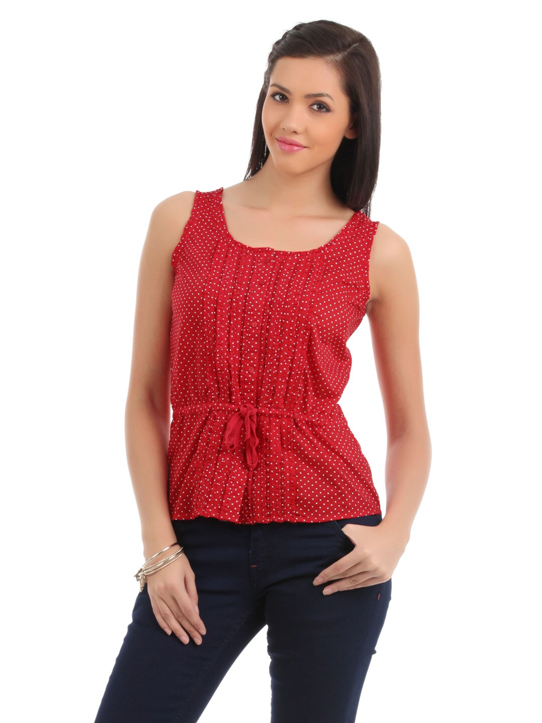 Elle Women Printed Red Top