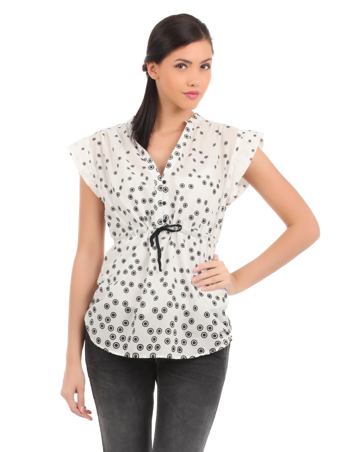 Elle Women Printed White Top