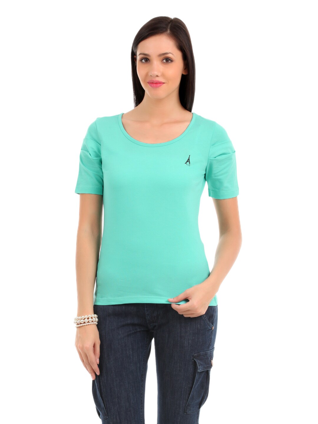 Elle Women Sea Green T-shirt