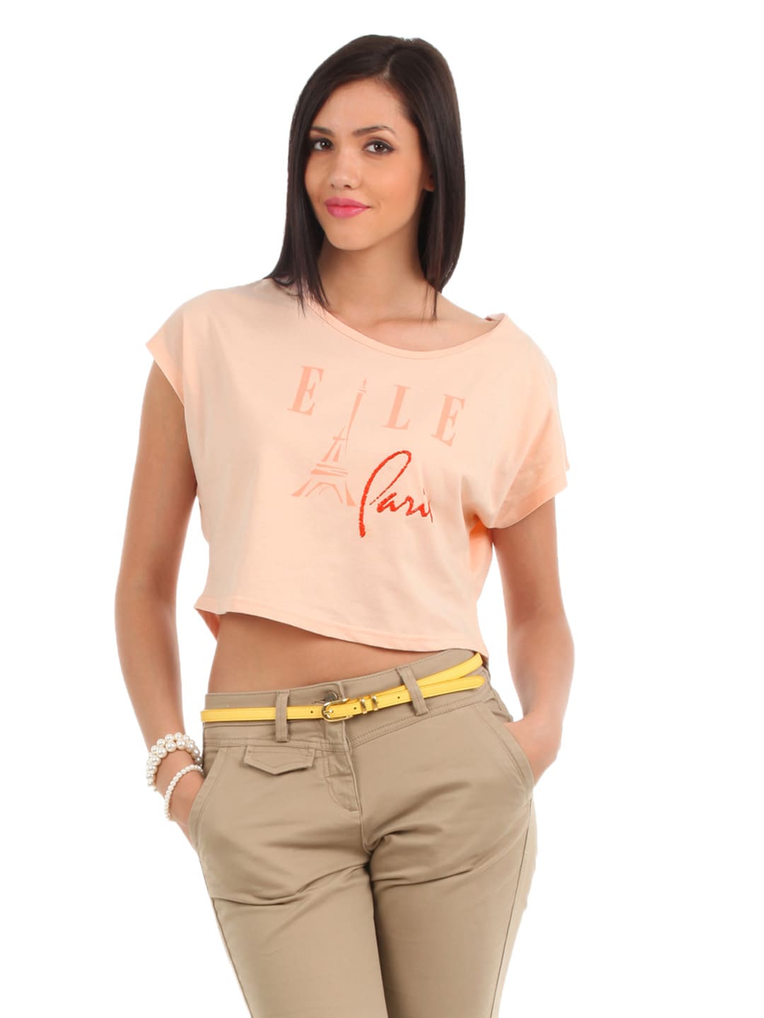 Elle Women Peach T-shirt