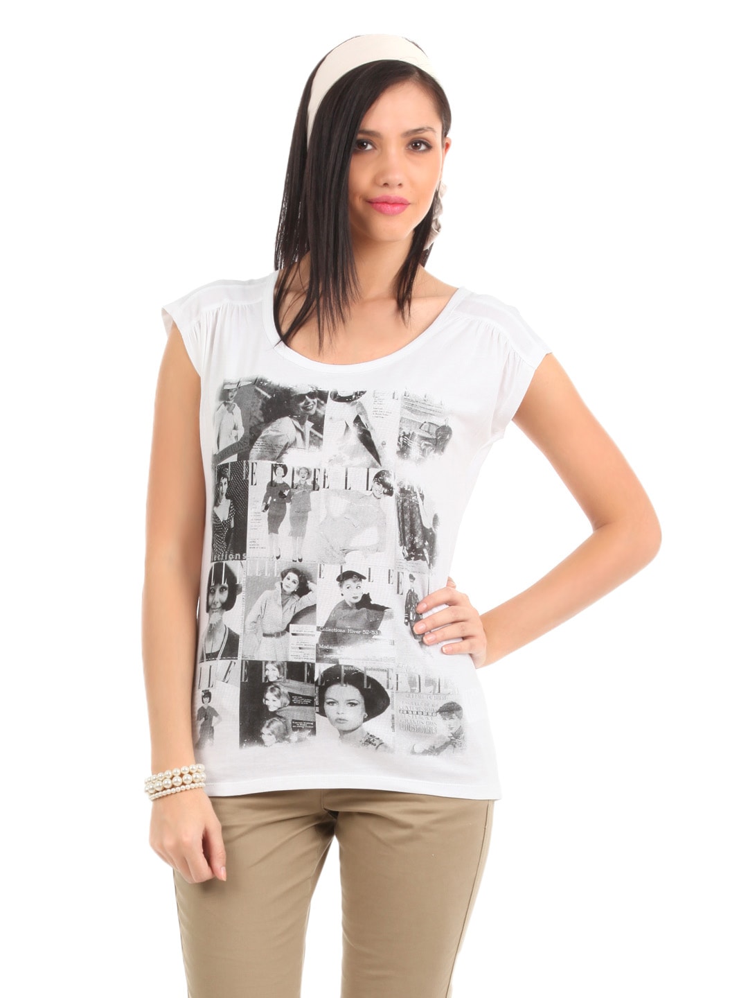 Elle Women White T-shirt