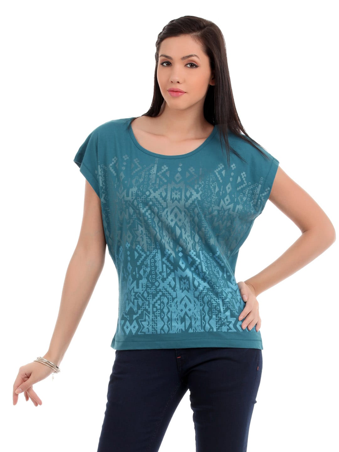 Elle Women Teal T-shirt