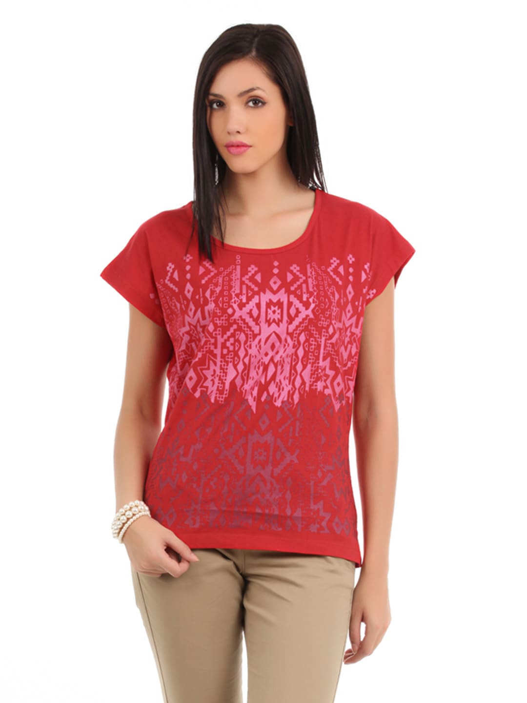 Elle Women Red Folklore Top