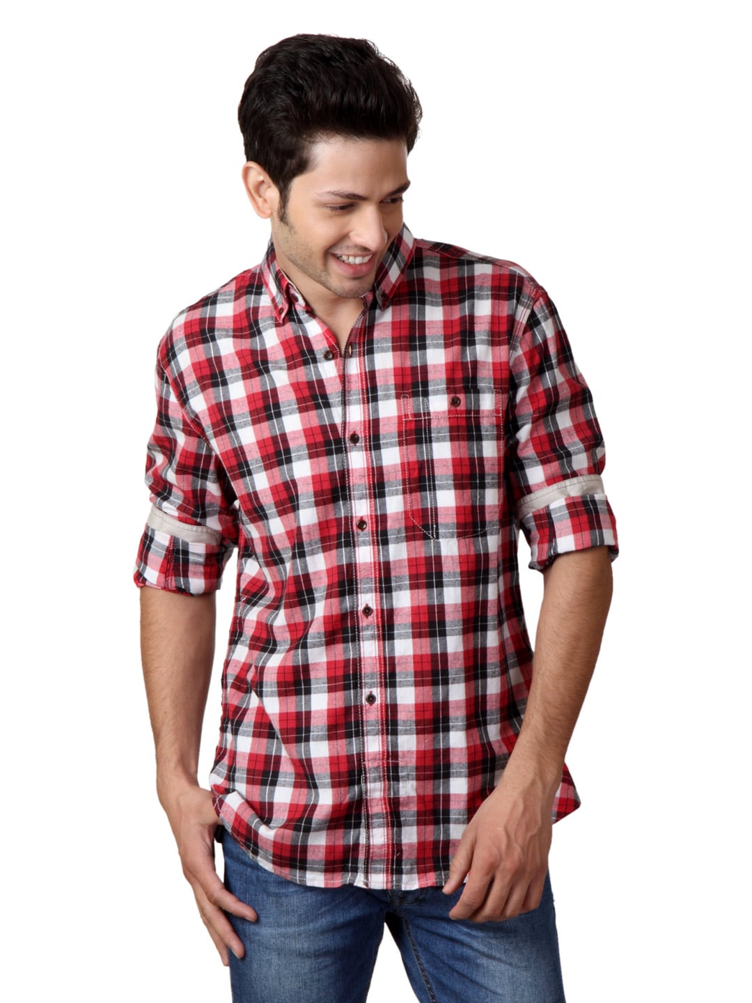 French Connection Men Red Check Shirt