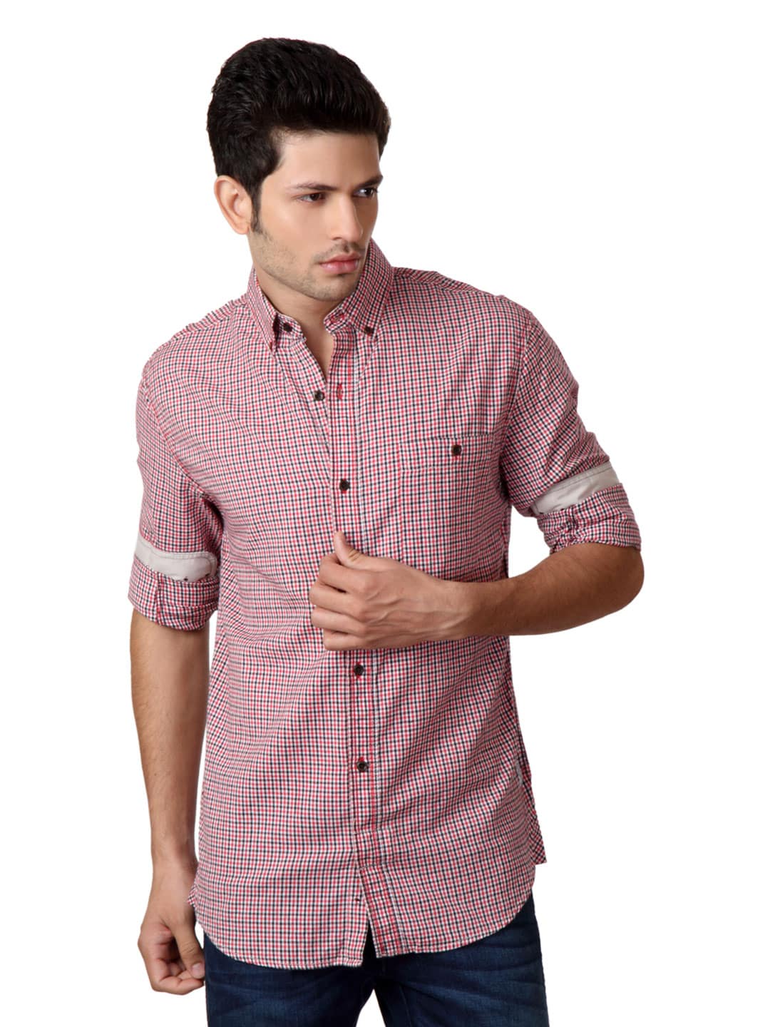 French Connection Men Red Check Shirt