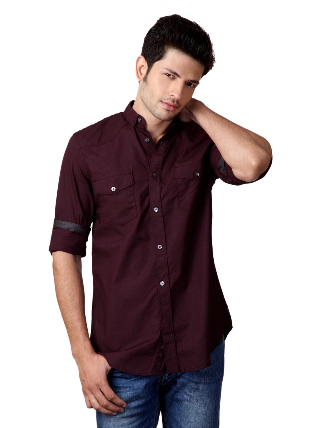 French Connection Men Burgundy Shirt