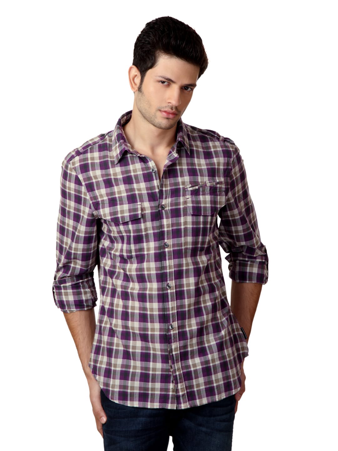 French Connection Men Purple & Brown Shirt