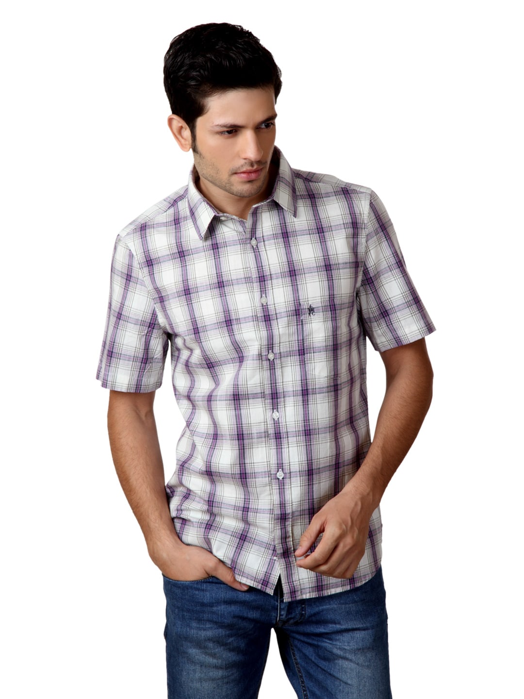 French Connection Men Purple Checks Shirt