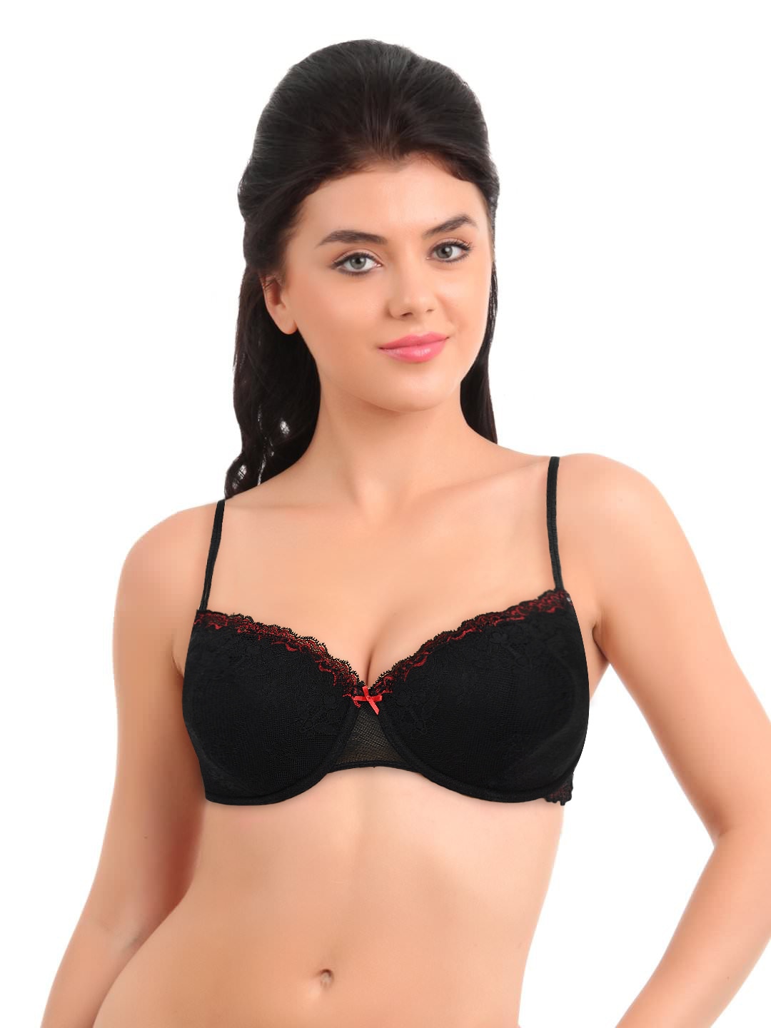 Amante Black Full-Coverage Lace Bra BGSM03