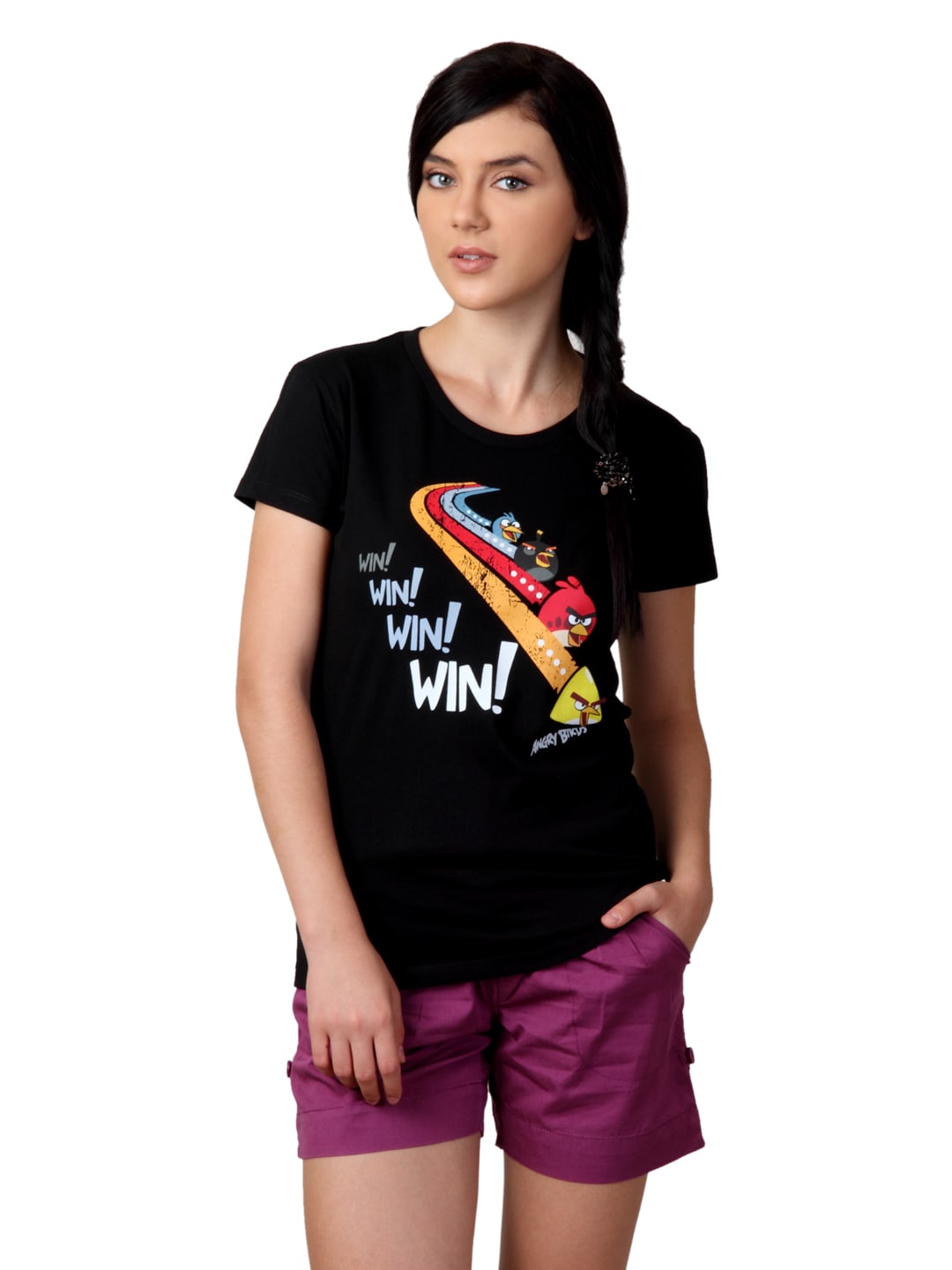 Angry Birds Women Black T-shirt