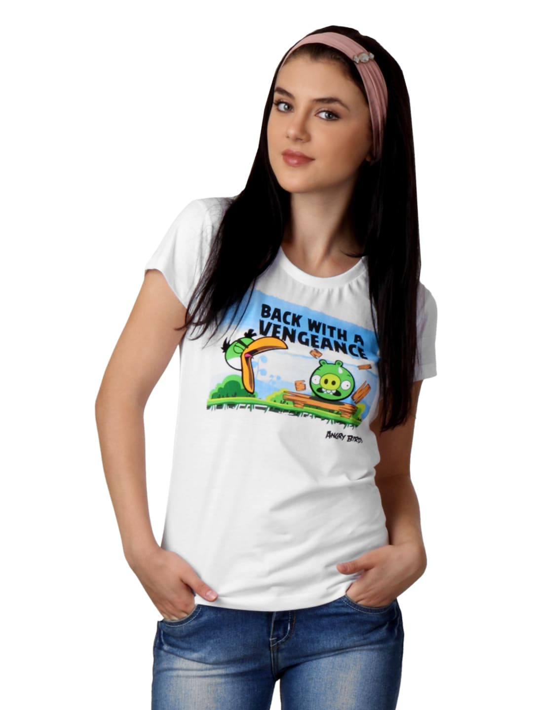 Angry Birds Women White T-shirt