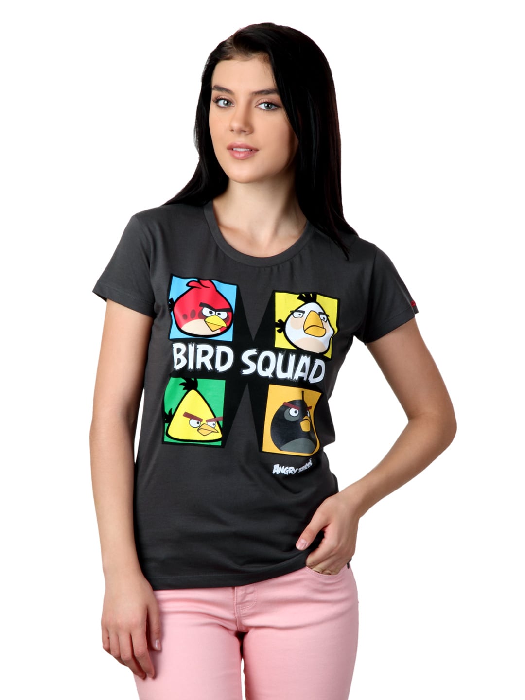 Angry Birds Women Charcoal T-shirt