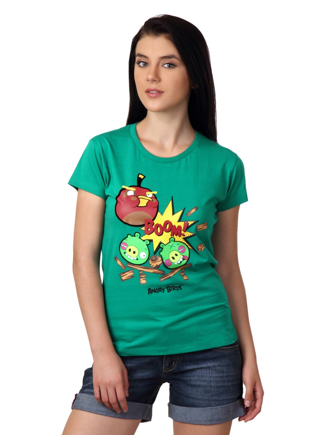 Angry Birds Women Green T-shirt