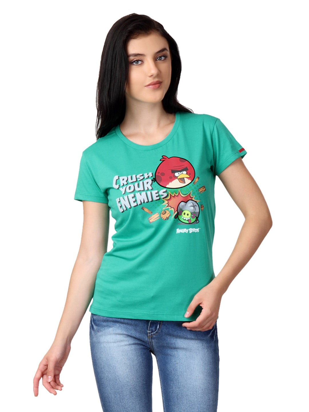 Angry Birds Women Green T-shirt