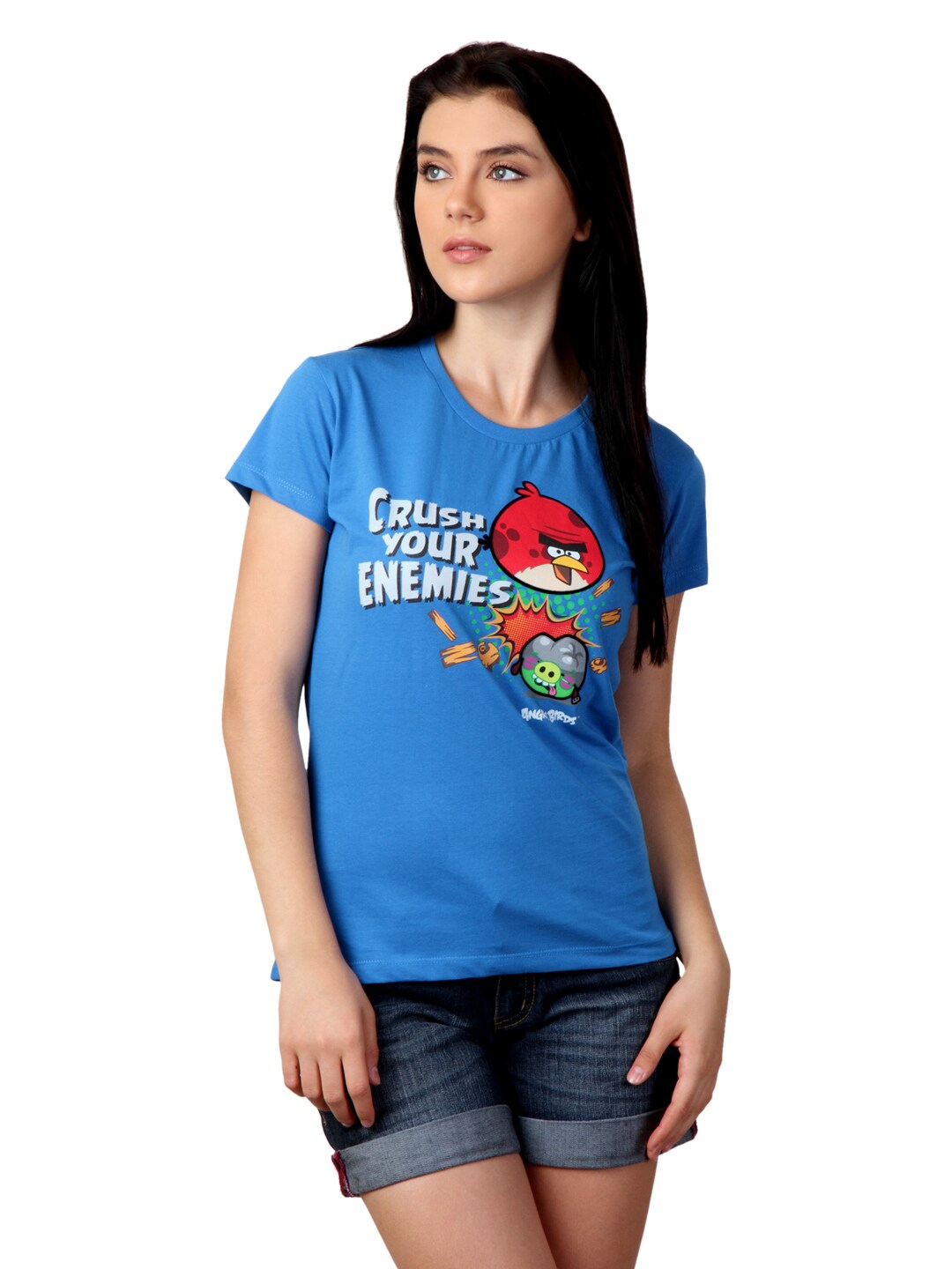 Angry Birds Women Blue T-shirt