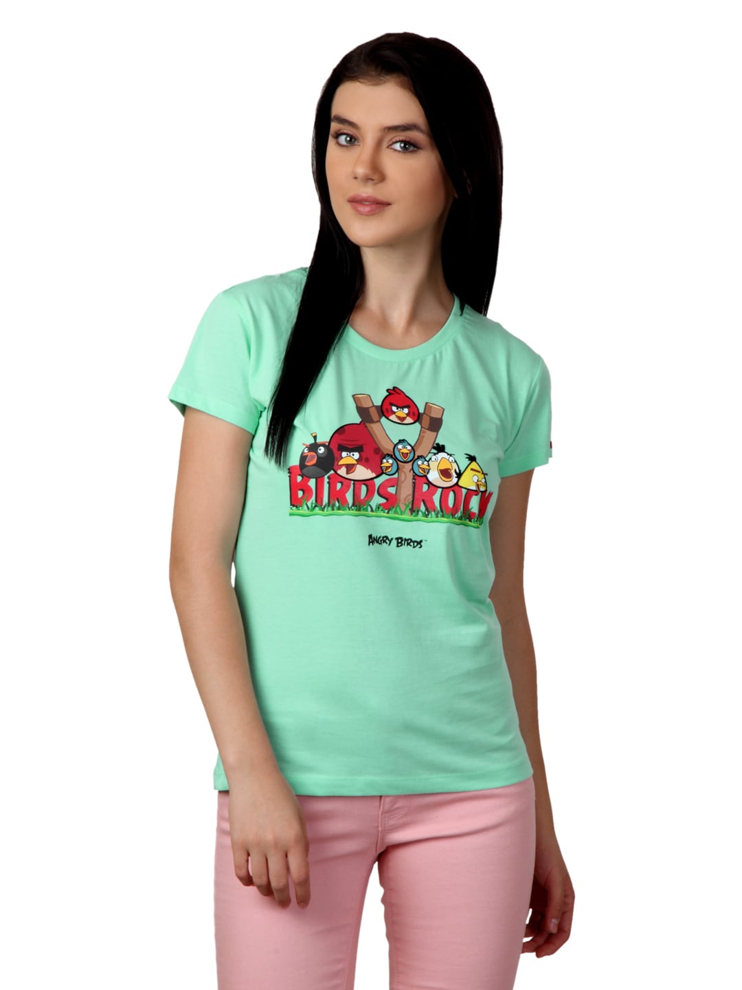 Angry Birds Women Green T-shirt