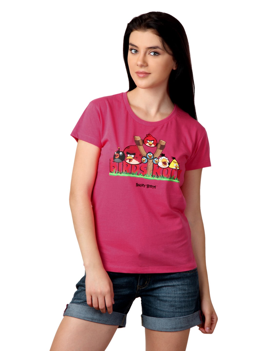 Angry Birds Women Pink T-shirt