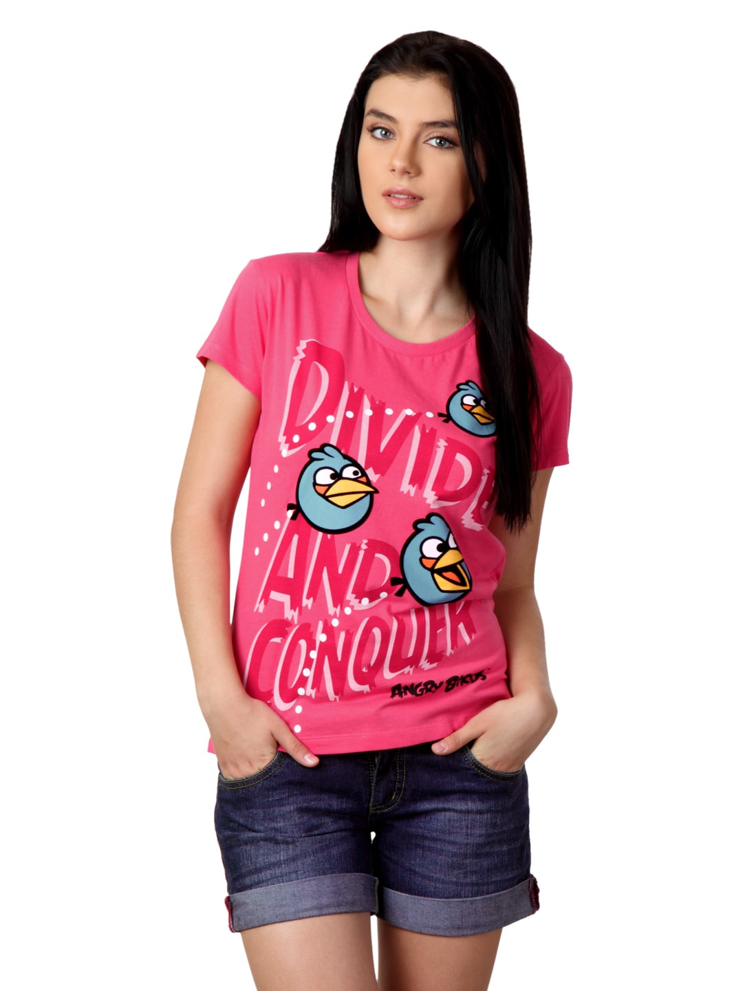 Angry Birds Women Pink T-shirt