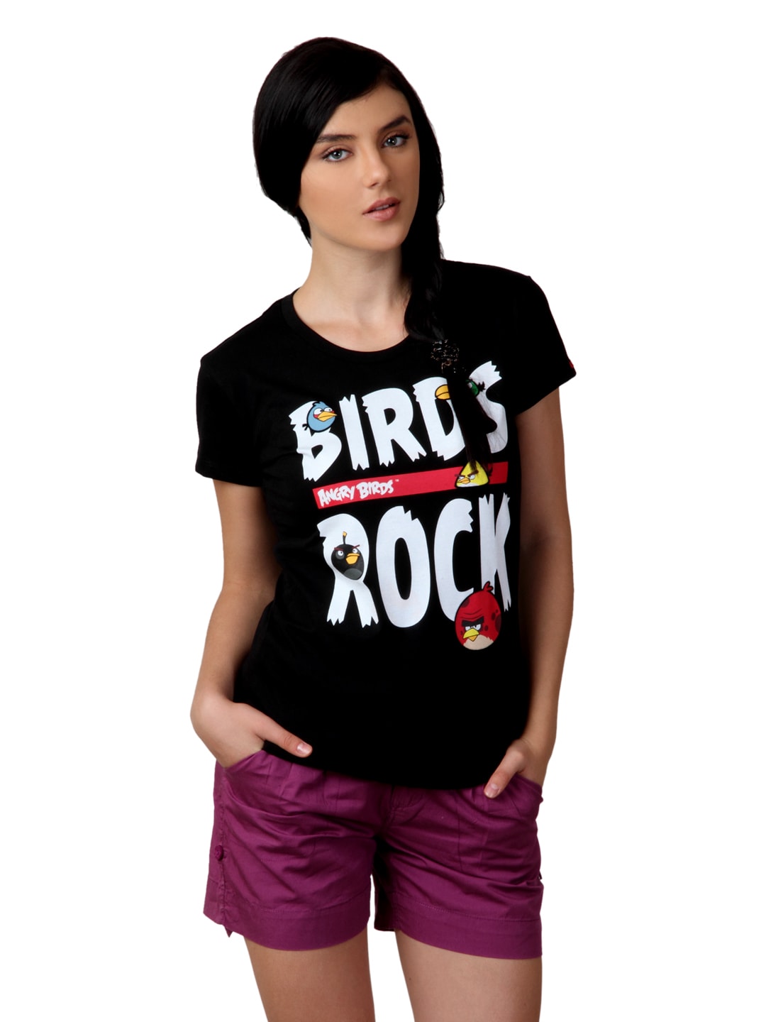 Angry Birds Women Black T-shirt