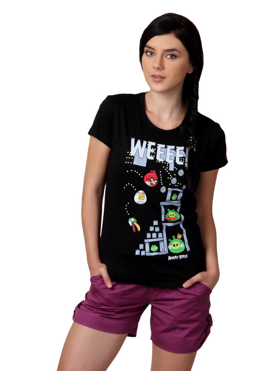 Angry Birds Women Black T-shirt