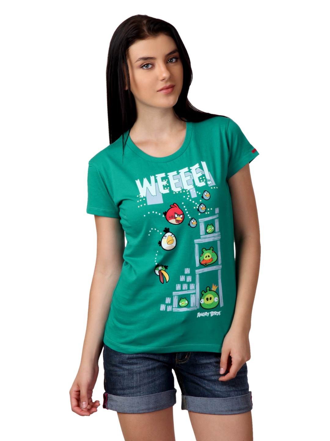 Angry Birds Women Green T-shirt