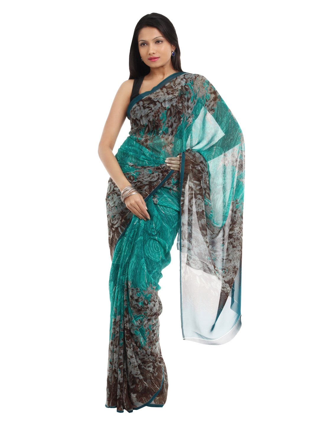 Prafful Green Sari