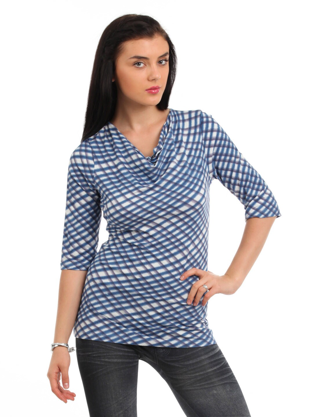 Latin Quarters Women Blue Printed Top