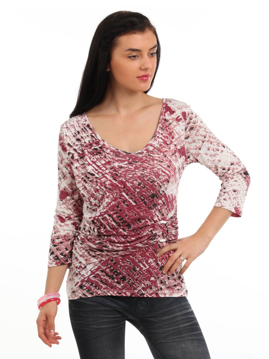 Latin Quarters Women Pink Printed Top