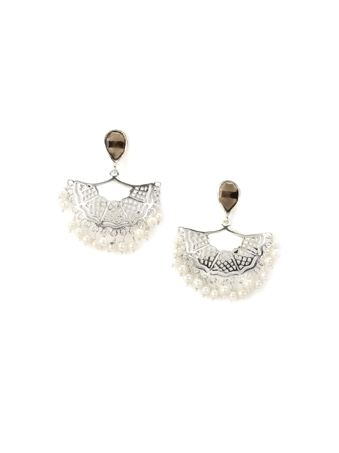 Rreverie Silver & White Earrings