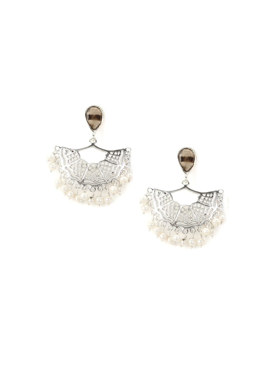 Rreverie Silver & White Earrings