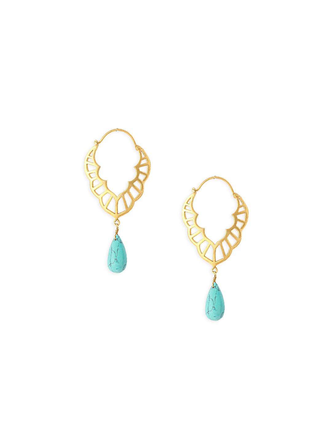 Rreverie Golden & Turquoise Blue Earrings