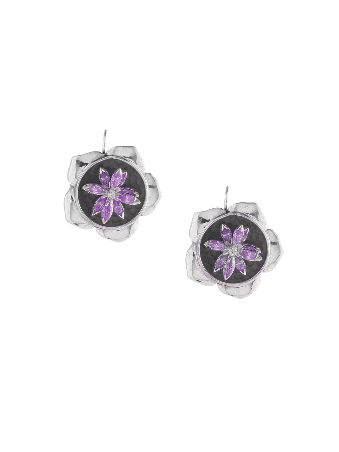 Rreverie Silver & Purple Earrings