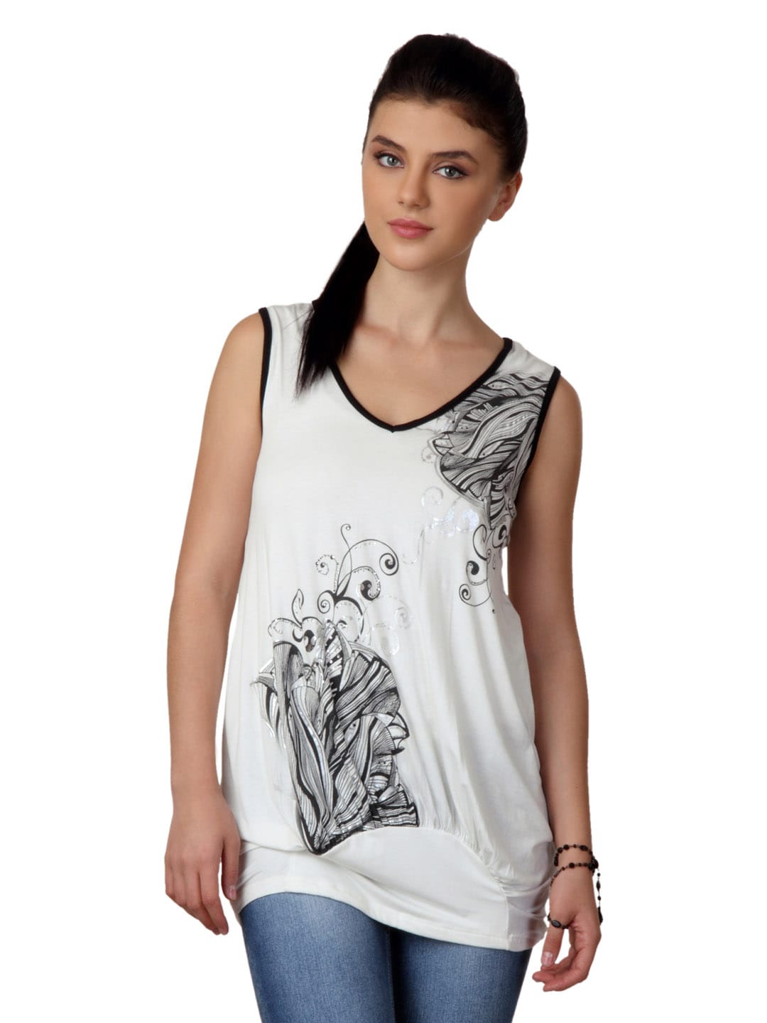 Tonga Women Printed White Top